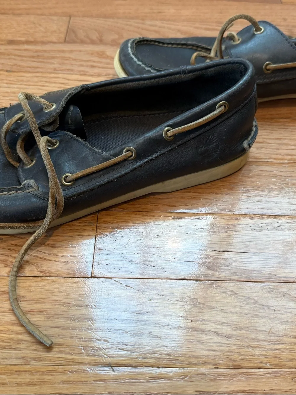 Timberland Men’s  Leather Boat Shoes with Tan Laces